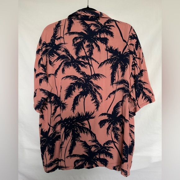 Pink and Blue Casual Button Down Shirt with Tropical Print - Picture 2 of 7